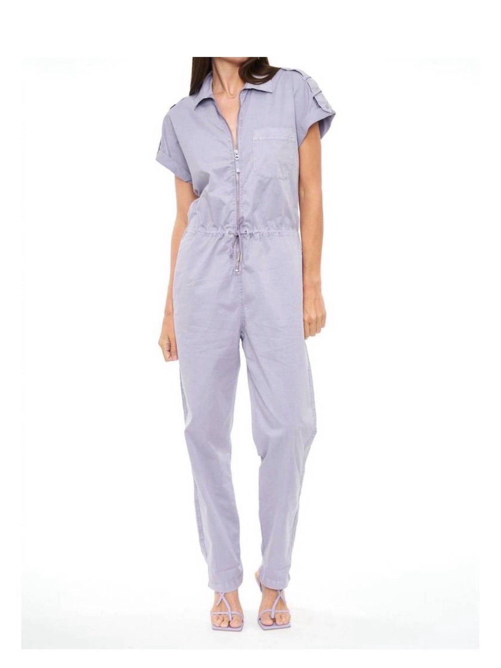 NEW PISTOLA Jordan Short Sleeve Zip Front Jumpsuit in Plumeria